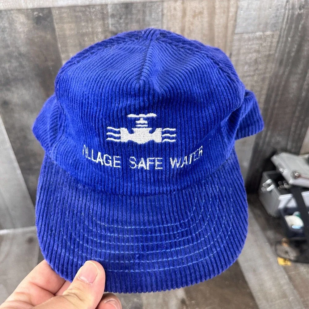 VINTAGE VILLAGE SAFE‎ WATER Corduroy Hat Blue Snapback - Alaska